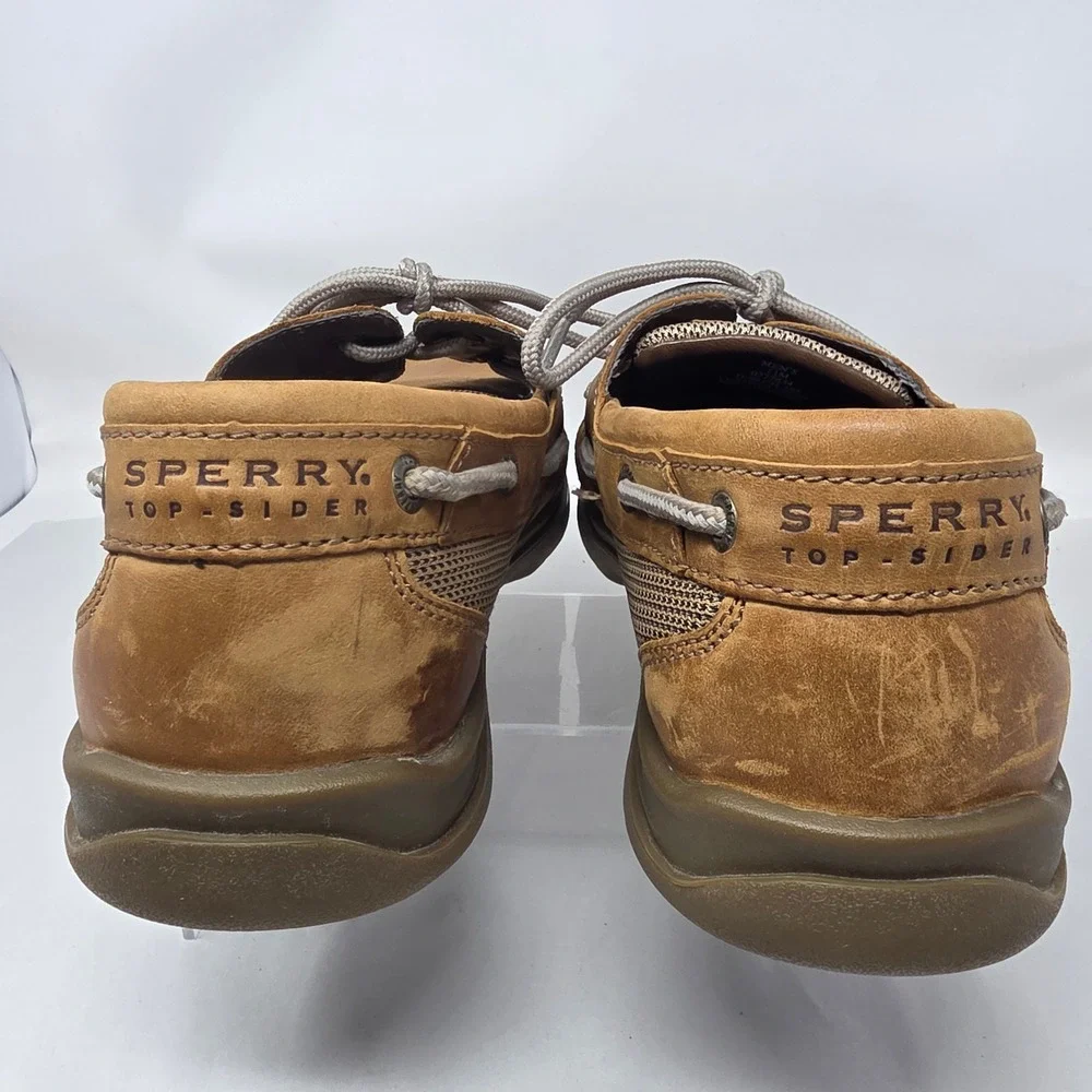 Sperry Top-Sider Billfish Boat Shoes Mens 11M Tan Leather Mesh Loafers Good